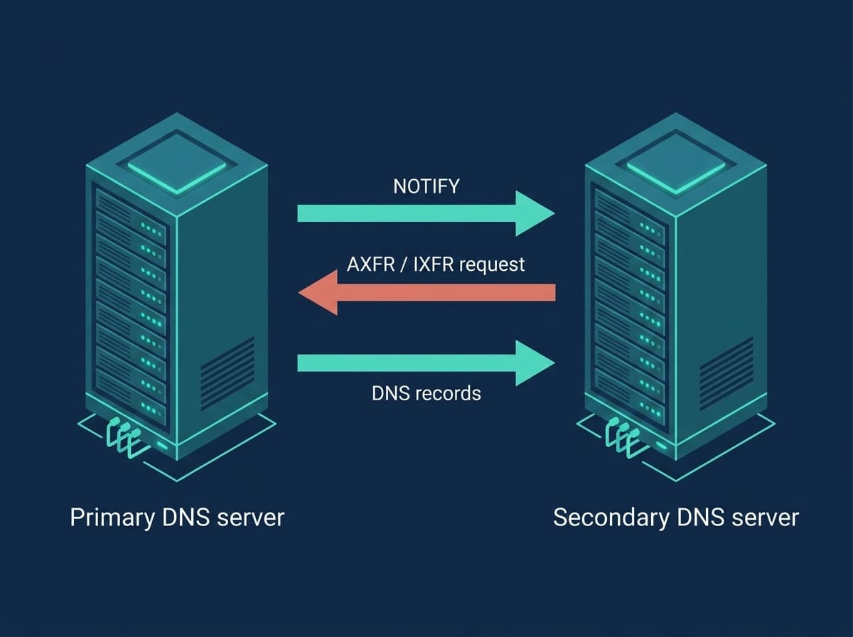 Secondary DNS service — AXFR zone transfer and automatic zone sync